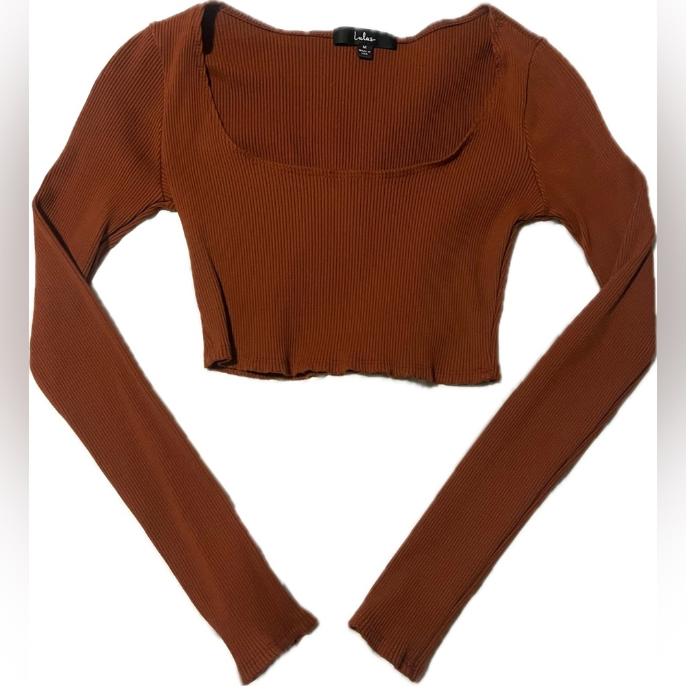 Lulus Burnt Orange Long Sleeve Crop Top Size M